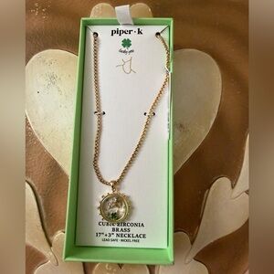 Piper K Lucky You St Patrick’s Day Cubic Zirconia & Brass Necklace